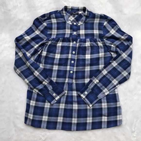 Madewell Tops - Madewell Blue & White Plaid Popover Shirt